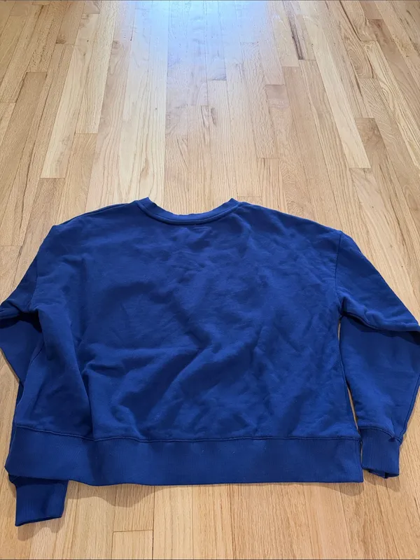 Maeve Anthropologie Game Day Navy Blue Crewneck Sweatshirt Sz M - Image 6