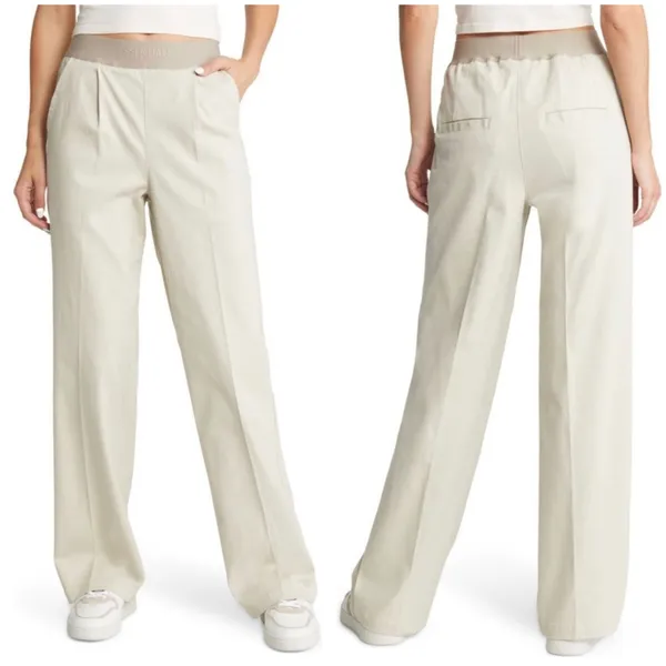 Fear of God Essentials Womens Khaki Logo‎ Waistband Relaxed Trouser Pants Size M - Image 2
