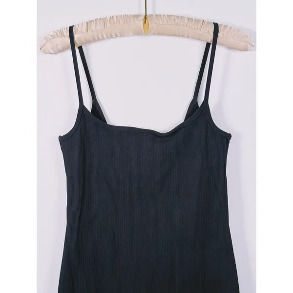 Abercrombie & Fitch Sleeveless Ribbed Side Slit Midi Dress Size S Tall Black LBD - Image 5