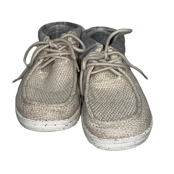 Hey Dude Britt Shoes Womens 7 Beige Plaid Slip On Comfort Loafers‎ Casual - Image 4