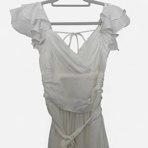Selfie Leslie Whimsy Ruffle baby doll Dress– White bridal graduation XS - Image 6