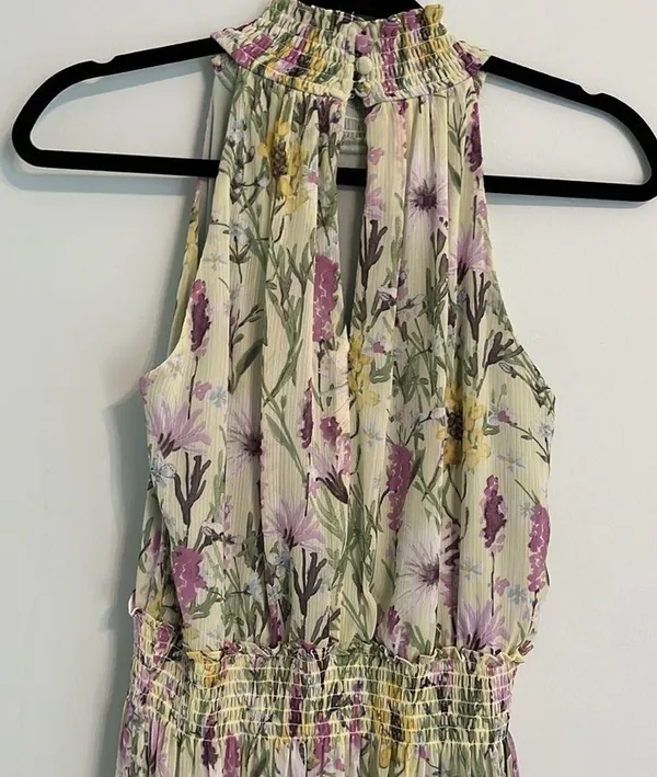 Taylor Floral Halter Neck Chiffon Dress- Size 6 - Image 9