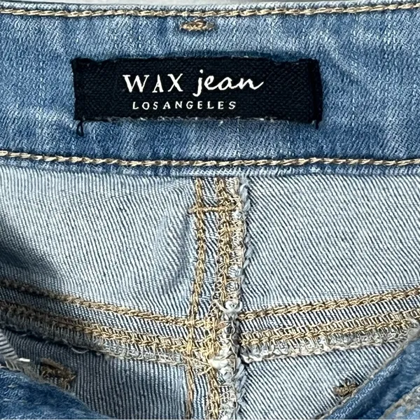Wax Jean Distressed‎ Frayed Hem Bleach Wash Floral Oversized Pockets Mid-Rise(L) - Image 4