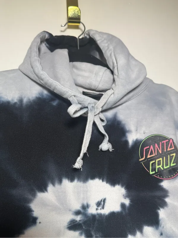 Santa Cruz Skateboards Womens Tie-Dye Hoodie Sweatshirt - Black & Gray Small - Image 5
