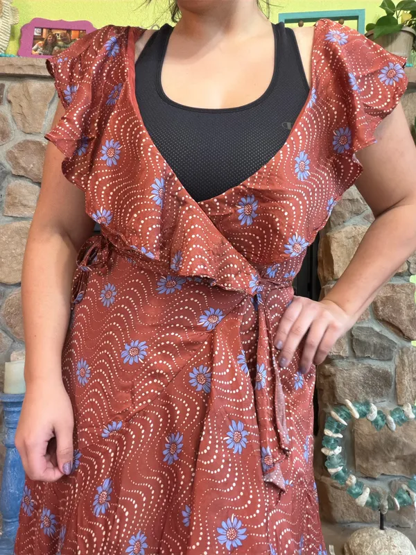 Anthropologie Ruffle-Sleeve Printed-Wrap Maxi - Image 4