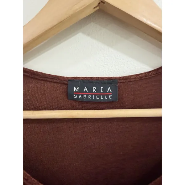 Maria Gabrielle Vintage Y2K Brown Velour Bell Sleeve Asymmetrical Hem Top XS - Image 5