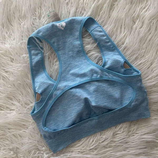Women’s Best Move Seamless Sports Bra Blue Marl Size Medium - Image 8