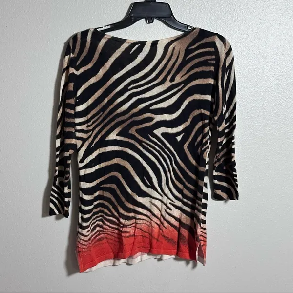 Lauren Ralph Lauren Women Zebra Striped 3/4 Sleeve‎ Top Sweater size Small. - Image 6