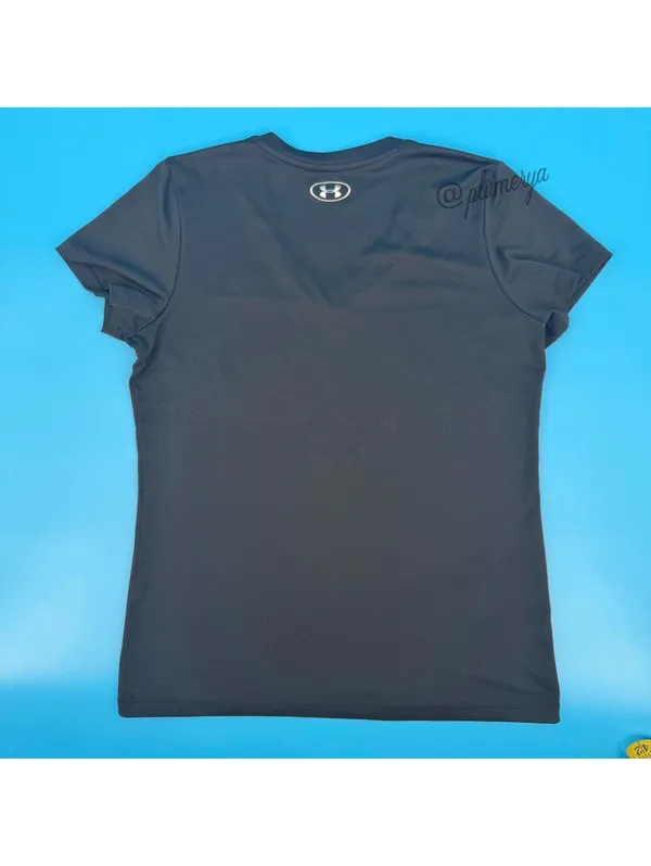 Under Armour Heatgear Women’s UA Tech V-Neck Short Sleeve Shirt Black Size - Image 2