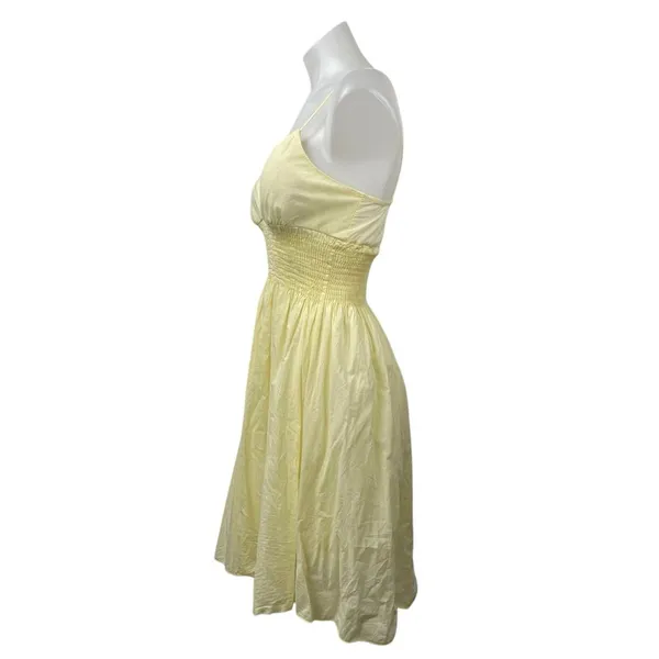 Estam Women's Yellow Sleeveless Cami Camisole Smocked A-Line Flared Dress Size S - Image 2