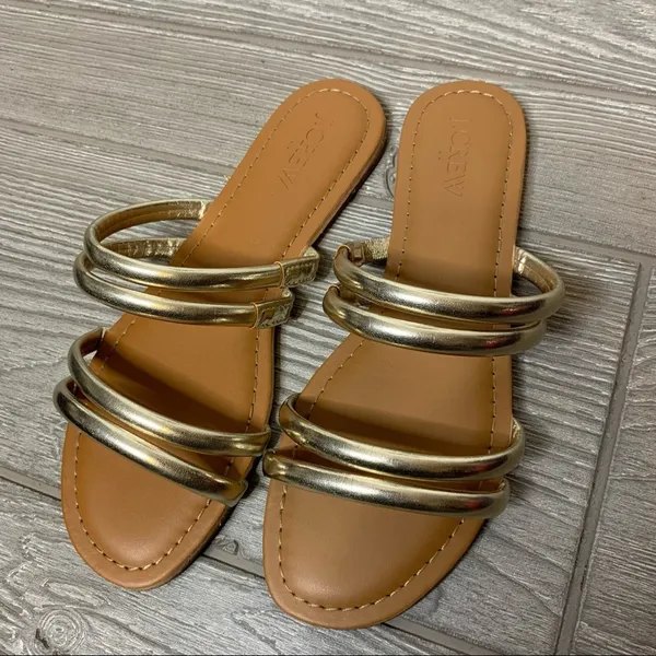 J. Crew seaside slide‎ sandals metallic gold sz 6 - Image 2