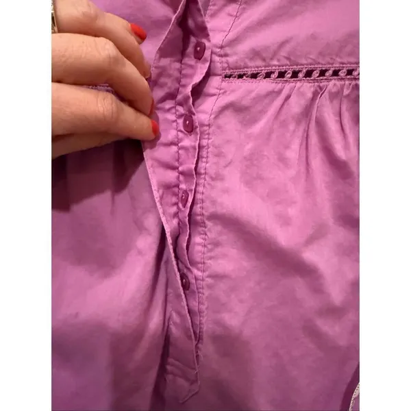 Loft pink cotton puff sleeve boho blouse size M - Image 10