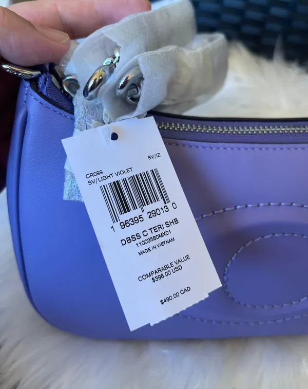 Coach TERI SHOULDER BAG ( CR099) SILVER/LIGHT VIOLET Purple Purse - Image 5