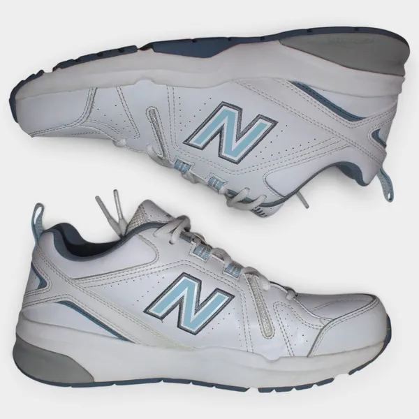 New Balance 608v5 Women 9.5 B White Blue Leather Cross Trainers - Image 10