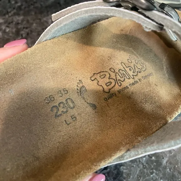 Birkenstock Birki’s Silver Two Strap‎ Sandals Size 5 - Image 4