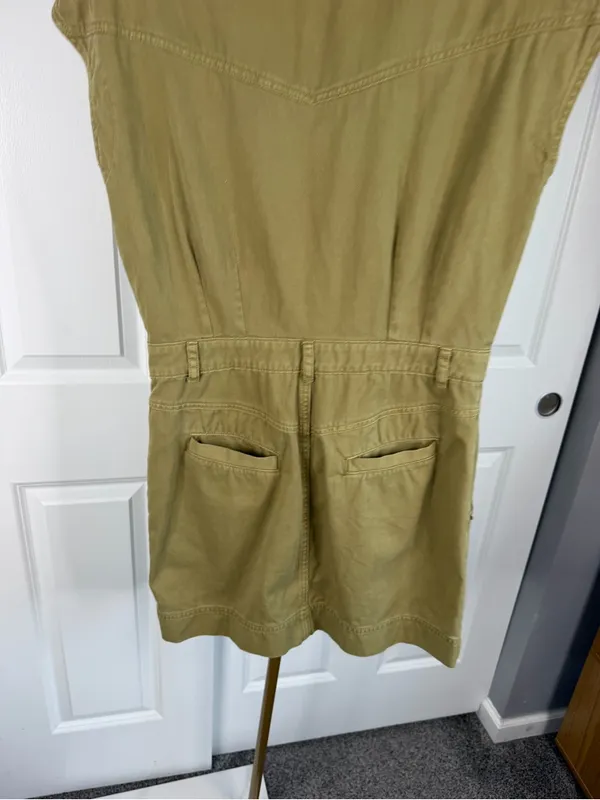 Miou Muse Sz M Olive Utility Romper Cotton Military Safari Short Sleeve - Image 8