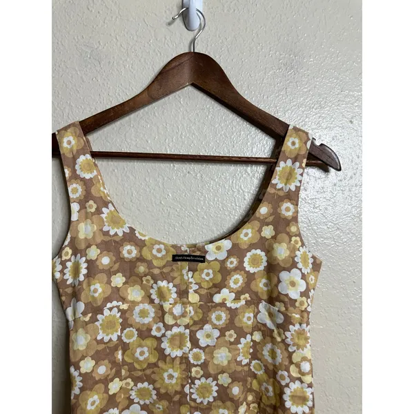 Afends Hemp Tencel Retro Daisy Floral Mini Dress Sleeveless Scoop Neck US 2 - Image 13