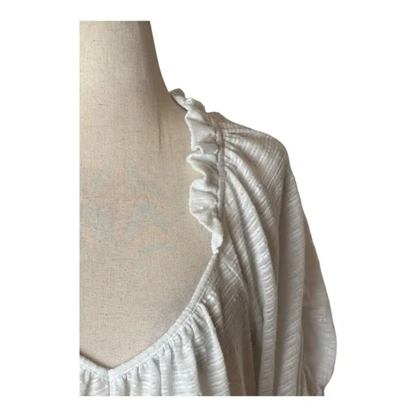Free People Shirt Women Medium‎ White Dorothy Puff Sleeve Cropped Top Boho - Image 4