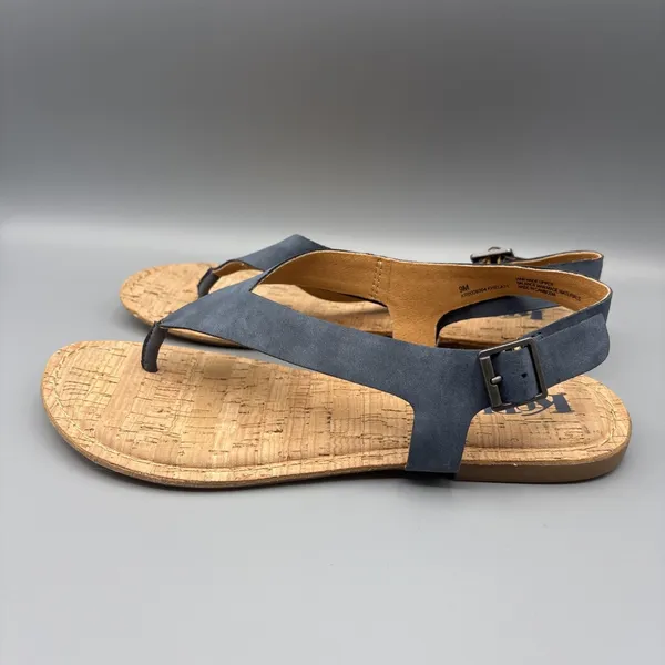 Korks Skylar Sandals Size 9 Blue Faux Leather Vegan Thong Sling Back Cork Summer - Image 6