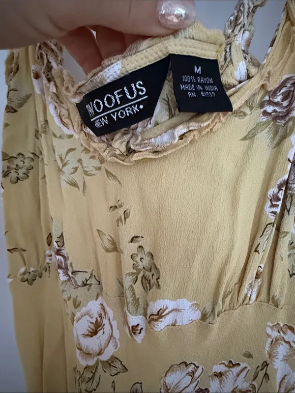 Vintage Twoofus Floral Yellow Slip Dress - Image 4
