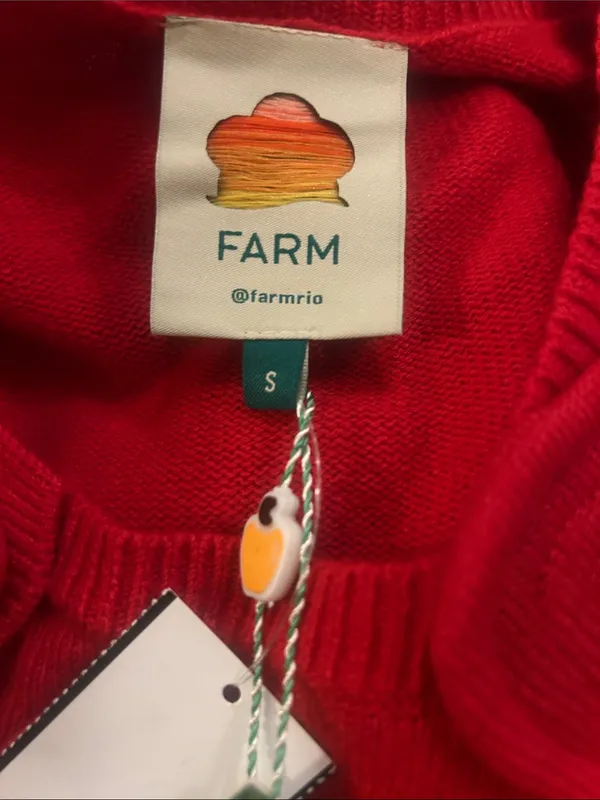Farm Rio Wool & Cashmere Blend Red Heartful Knit Cardigan - Image 7