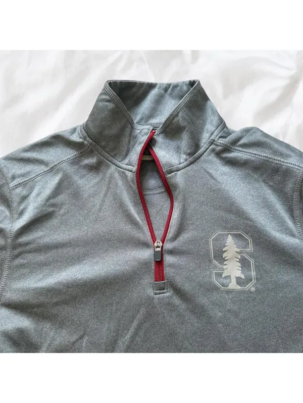 Stanford Champion Gray Quarter Zip Pullover Size Small - Image 8
