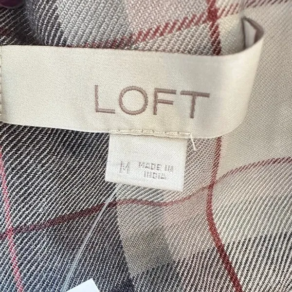 Loft Plaid Button Popover Long Sleeve Swing‎ Shirt Dress Size Medium Belt - Image 5