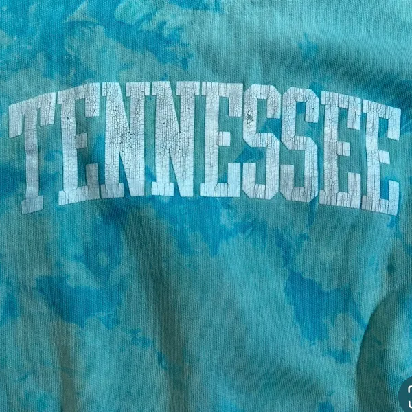 Pressbox Vintage University Of Tennessee Sweatshirt Cotton Small Turquoise Blue Tie Dye - Image 2