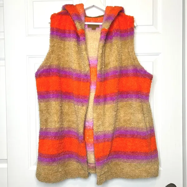 Koolaburra by UGG Sherpa Fleece Striped Hooded‎ Vest XL - Image 2
