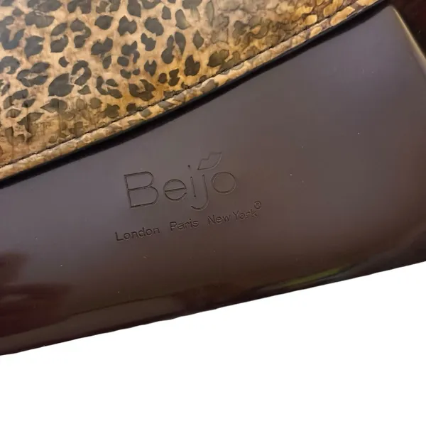 Beijo Patent Leather and Leopard Print Clutch Chain Strap Retro 90s Animal - Image 2