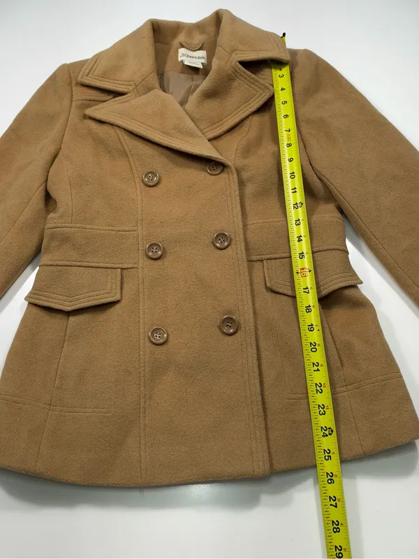 Banana Republic Cashmere and Wool Blend Tan Double-Breasted Pea Coat Size Small - Image 4