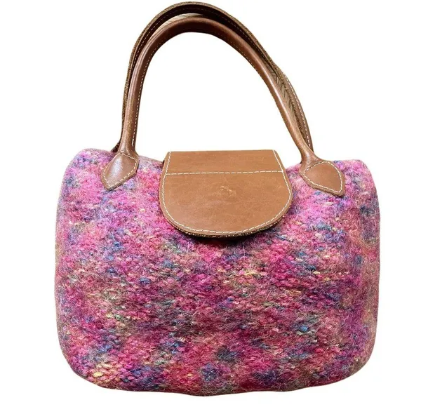 Tote Handbag Marled Woven Wool International Colorful Snap Closure Small Bag EUC - Image 8