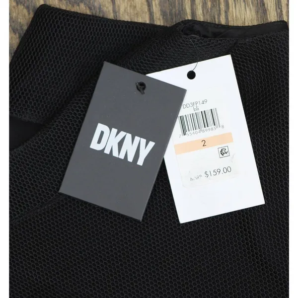 NWT DKNY Embroidered Mesh Sleeveless Fit Flare A-line Dress Black / Ivory 2 - Image 9