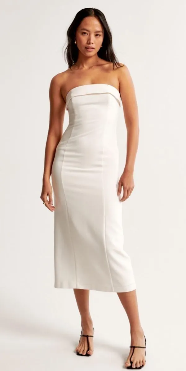 Abercrombie Strapless Tailored Midi Dress - Image 6