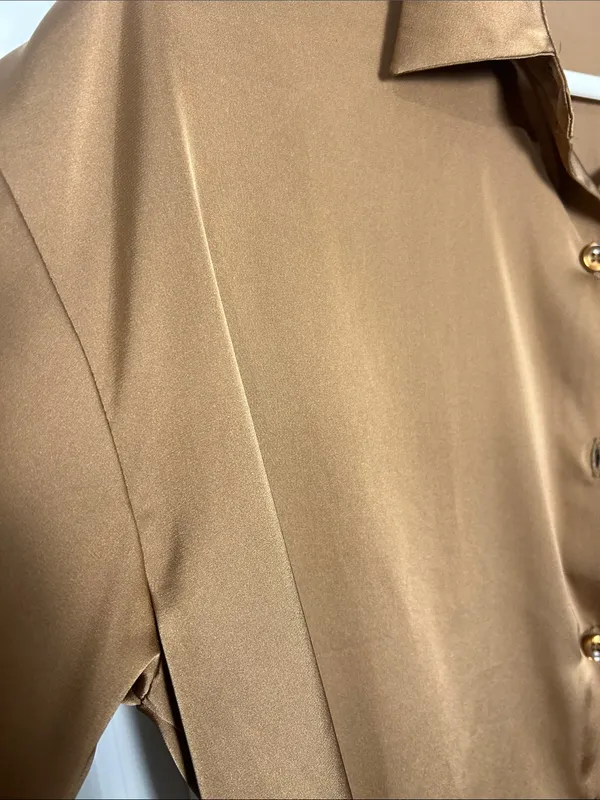 Amazon Satin Button-Up Blouse in Brown - Image 2
