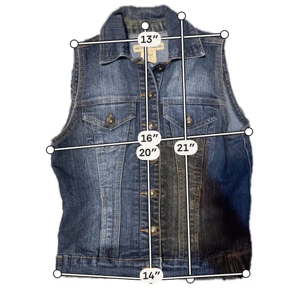 Paris Blues Women Small Blue Denim Trucker Vest Medium Wash Sleeveless‎ Jacket - Image 4