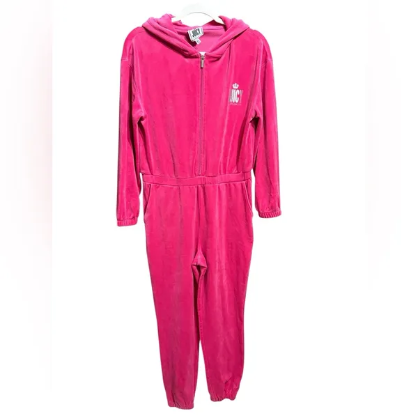 Juicy Couture Zip-up Velour Jumpsuit Hot Pink Y2K Soft Comfort Barbiecore‎ Sz M - Image 8