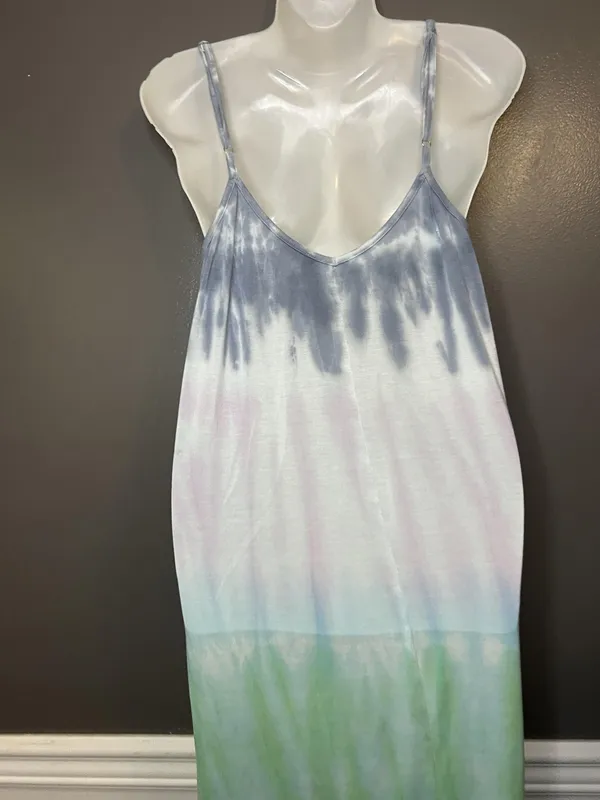 Raviya Dress Womens Medium Multicolor Tie Dye Hi Low Maxi Sundress Boho Beach - Image 8