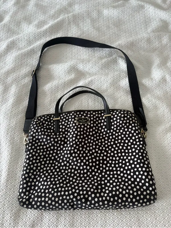 Kate Spade Spot Nylon Calista Laptop Bag, style WKRU1612, black/cream polka dot - Image 10