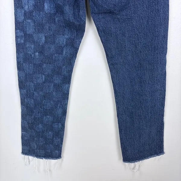 Levi's Wedgie Straight Jeans Checkerboard Blue Retro Indie Grunge Size 27‎ - Image 7