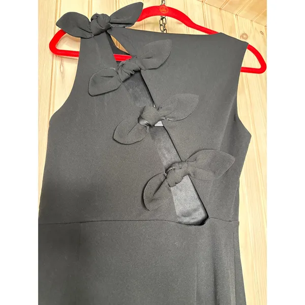 NWT Lulus Perfected Poise Black Bow Cutout Column Maxi Dress Whimsigoth Party M - Image 7