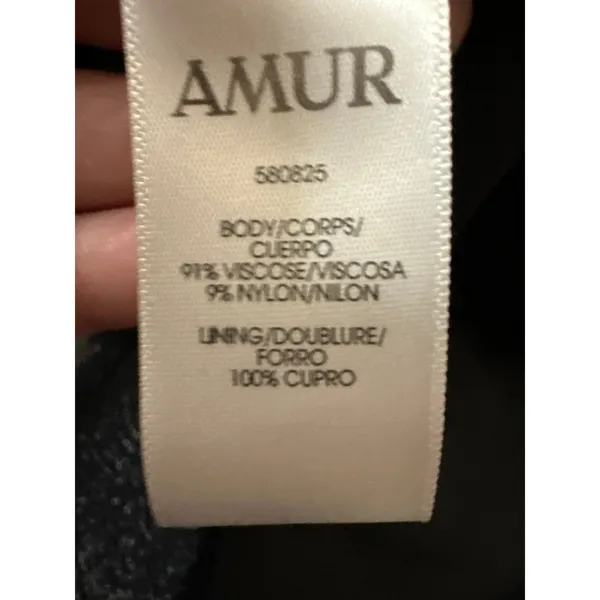 AMUR Esmeralda Black One-Shoulder Shimmer‎ Formal Gown Dress Size 2 - Image 9