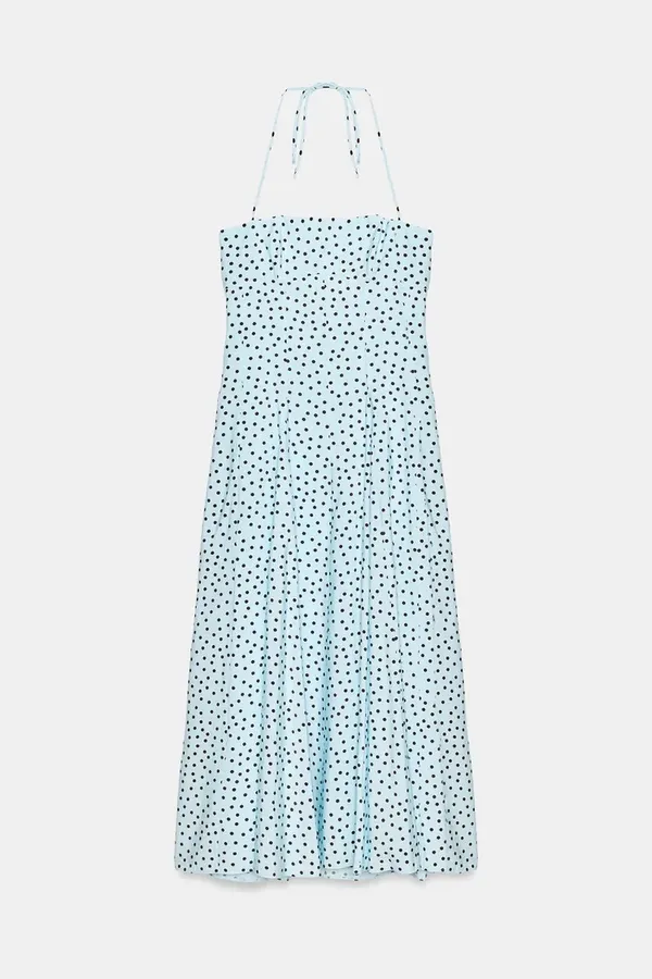 Zara Light Blue Polka Dot Maxi Dress - Women - Image 6