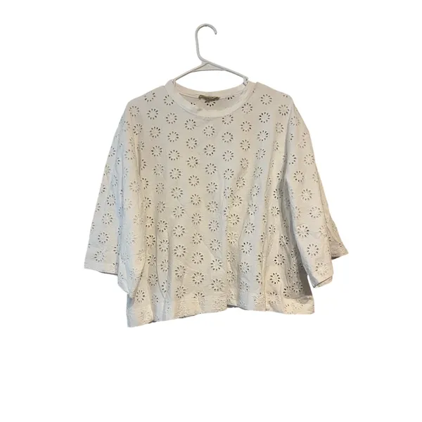 Madewell Embroidered Wide-Sleeve Boxy Tee in White NWT! - Image 5