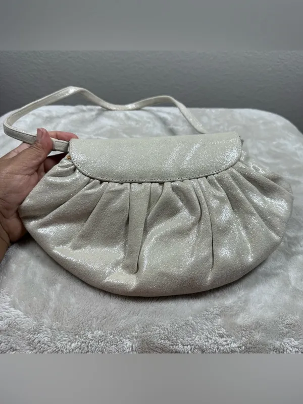 Stuart Weitzman Shimmery Cream Pleated shoulder bag - Image 2