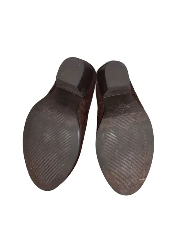 Shoedazzle Dark Brown Faux Suede Ankle Booties with Knit Cuff - Image 6