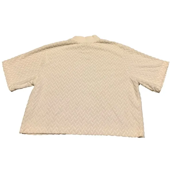 Nike Mock Neck Crop Top Womens‎ M Sail White Textured Chevron Knit Sporty Core - Image 3
