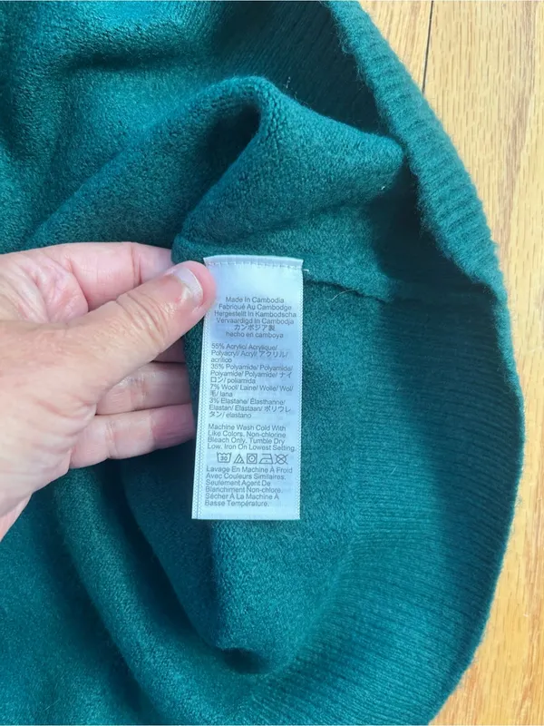 NWT J. Crew Factory Extra Soft Yarn Ruffleneck Sweater Dress Emerald Green M - Image 8