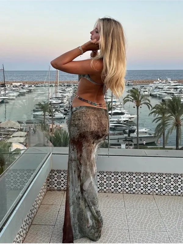 Jaded London Vida Backless Maxi Dress With Shell Trim in Marine XS - Image 15