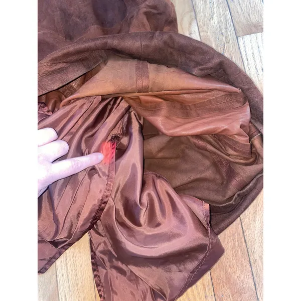 VTG Ambria SUEDE Designer Midi Length Dolman Dress‎ Sz S brown leather - Image 4